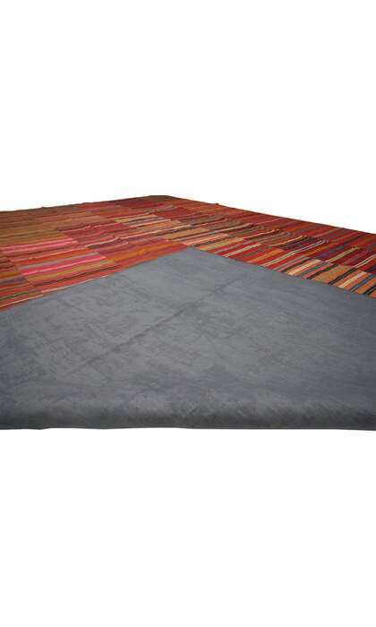 9 x 12 Distressed Vintage Turkish Striped Kilim Rug 60646