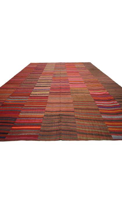 9 x 12 Distressed Vintage Turkish Striped Kilim Rug 60646