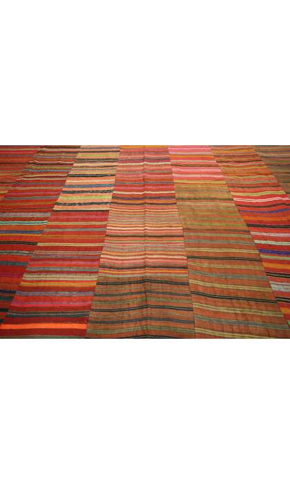 9 x 12 Distressed Vintage Turkish Striped Kilim Rug 60646
