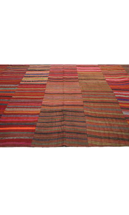 9 x 12 Distressed Vintage Turkish Striped Kilim Rug 60646