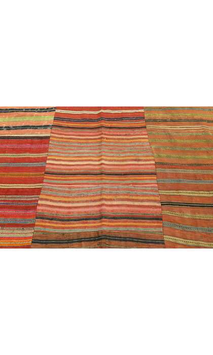 9 x 12 Distressed Vintage Turkish Striped Kilim Rug 60646
