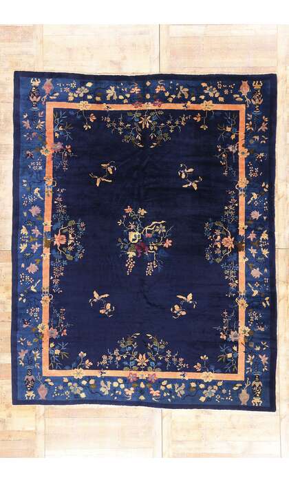 9 x 11 Antique Blue Chinese Peking Rug 77524