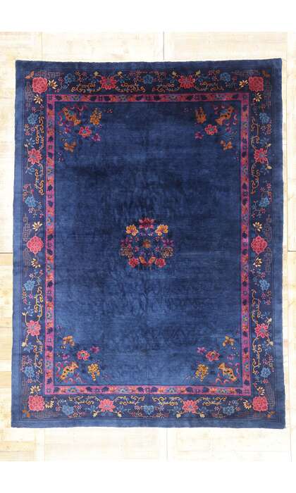 9 x 12 Antique Blue Chinese Peking Rug 79217