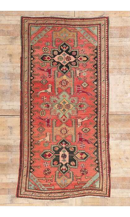 4 x 9 Antique Caucasian Karabagh Rug 79247