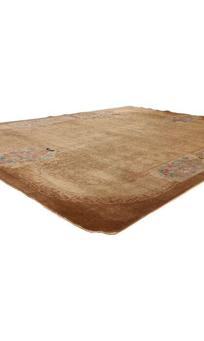 9 x 12 Antique Earth-Tone Chinese Art Deco Rug 78989