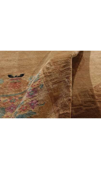 9 x 12 Antique Earth-Tone Chinese Art Deco Rug 78989