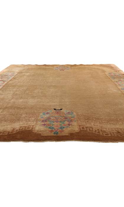 9 x 12 Antique Earth-Tone Chinese Art Deco Rug 78989