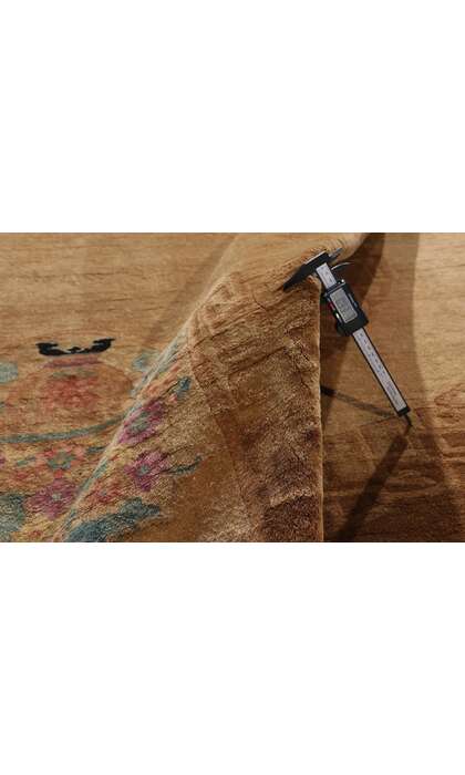 9 x 12 Antique Earth-Tone Chinese Art Deco Rug 78989