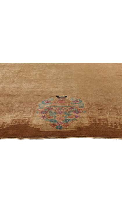 9 x 12 Antique Earth-Tone Chinese Art Deco Rug 78989