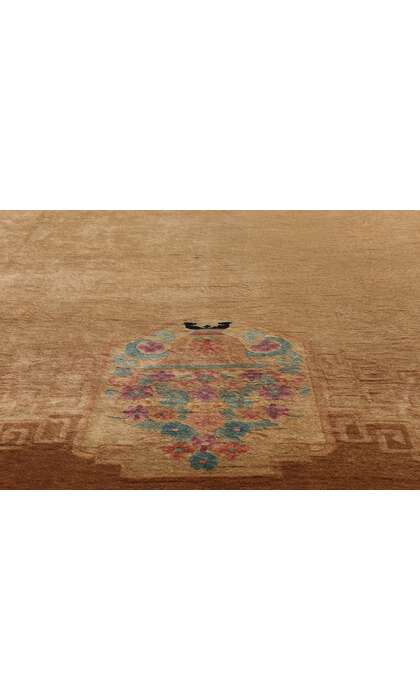 9 x 12 Antique Earth-Tone Chinese Art Deco Rug 78989