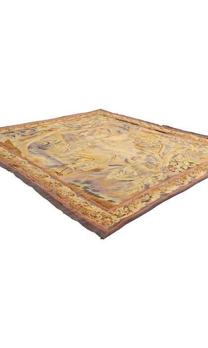 6 x 6 Late 19th Century Antique French Aubusson Tapestry 79234