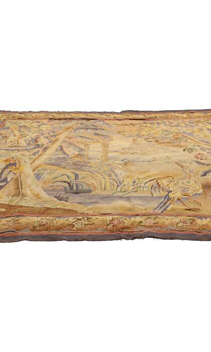 6 x 6 Late 19th Century Antique French Aubusson Tapestry 79234