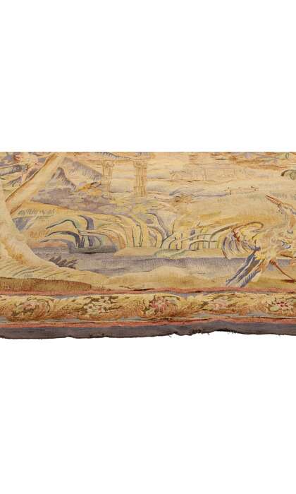 6 x 6 Late 19th Century Antique French Aubusson Tapestry 79234