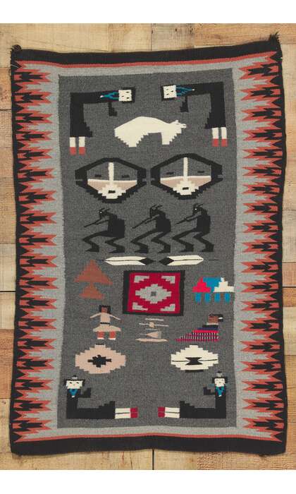 2 x 3 Antique Ganado Navajo Pictorial Rug 78425