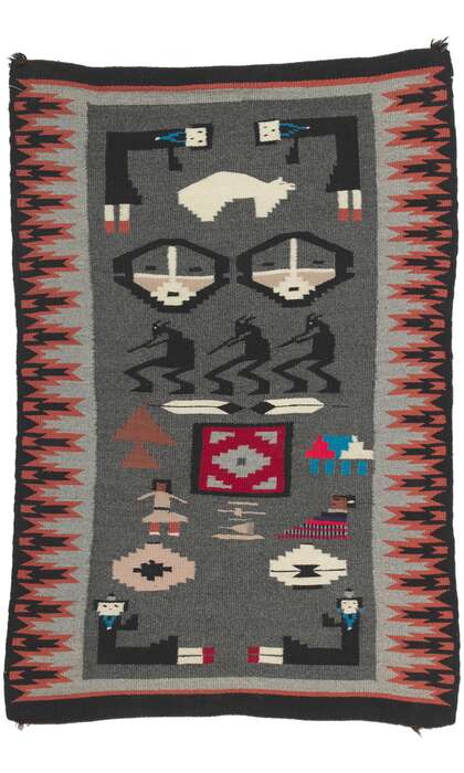 2 x 3 Antique Ganado Navajo Pictorial Rug 78425