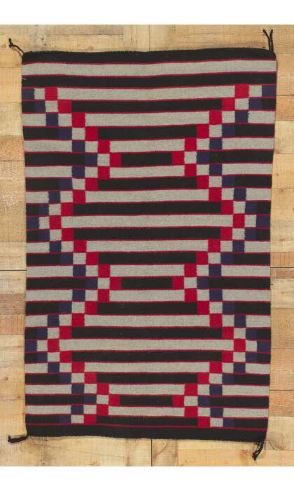 3 x 5 Late 19th Century Antique Germantown Optical Navajo Rug 78423