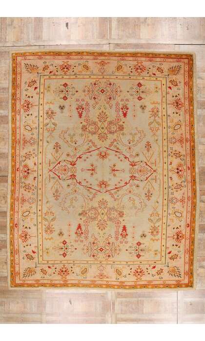 12 x 15 Late 19th Century Antique Pastel Turkish Oushak Rug 79232