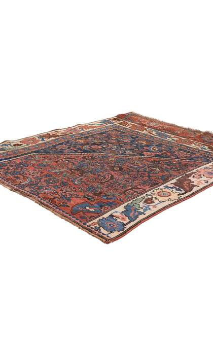 4 x 5 Late 19th Century Antique Persian Bijar Wagireh Rug 79226