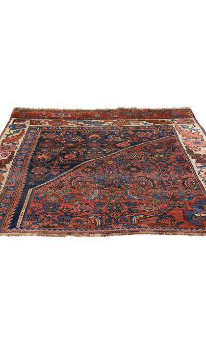 4 x 5 Late 19th Century Antique Persian Bijar Wagireh Rug 79226