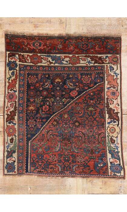 4 x 5 Late 19th Century Antique Persian Bijar Wagireh Rug 79226