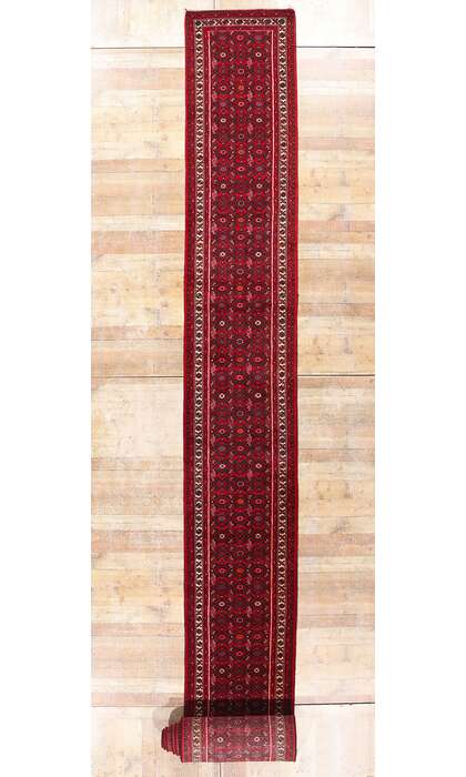 3 x 38 Extra-Long Antique Persian Hussainabad Hamadan Rug Runner 79255