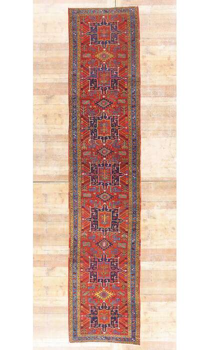 3 x 15 Antique Persian Heriz Rug Runner 79244