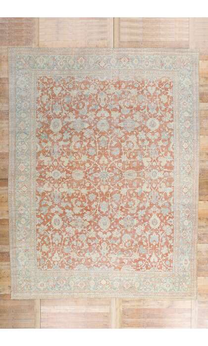 10 x 13 Distressed Antique Persian Mahal Rug 53217