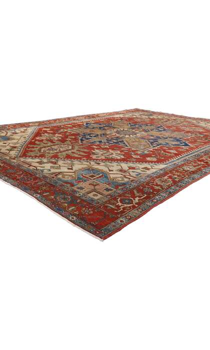 9 x 12 Late 19th Century Antique Persian Serapi Rug 74972