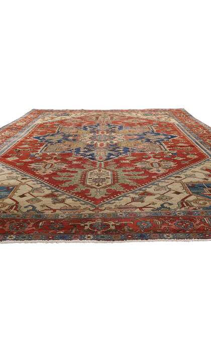 9 x 12 Late 19th Century Antique Persian Serapi Rug 74972