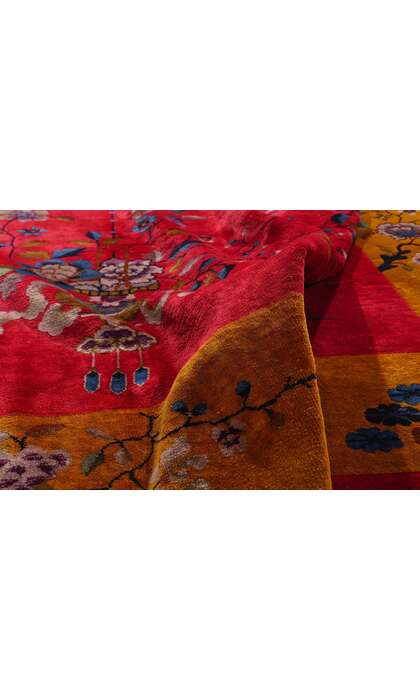 9 x 11 Antique Red Chinese Art Deco Rug 79219