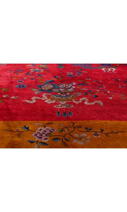 9 x 11 Antique Red Chinese Art Deco Rug 79219