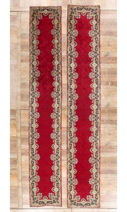 3 x 16 Antique Red Persian Kerman Rug Runner 90031 Matching Pair