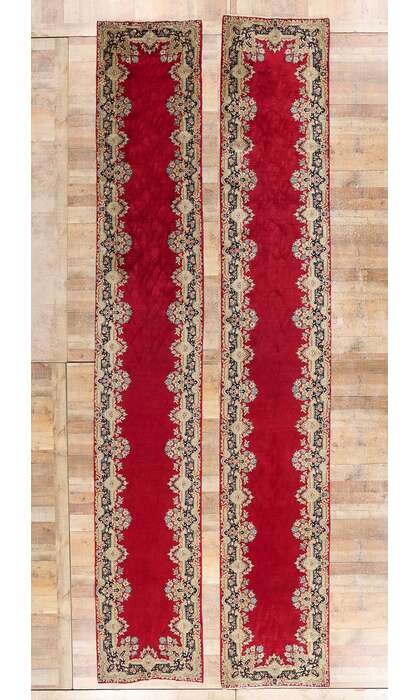 3 x 16 Antique Red Persian Kerman Rug Runner 90032 Matching Pair