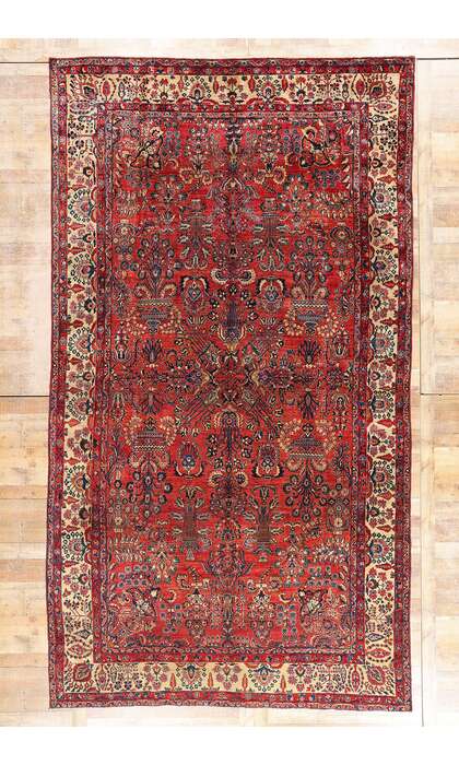 9 x 16 Antique Red Persian Sarouk Rug 79222