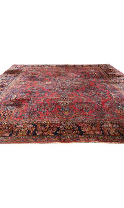 9 x 11 Antique Red Persian Sarouk Rug 79225