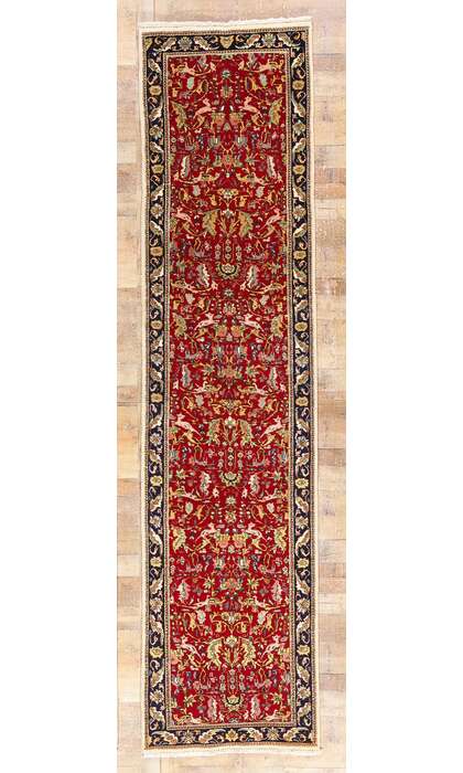 3 x 13 Antique Red Persian Tabriz Rug Runner 90033