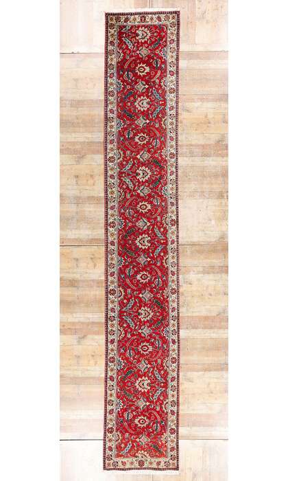 3 x 19 Antique Red Persian Tabriz Rug Runner 90036