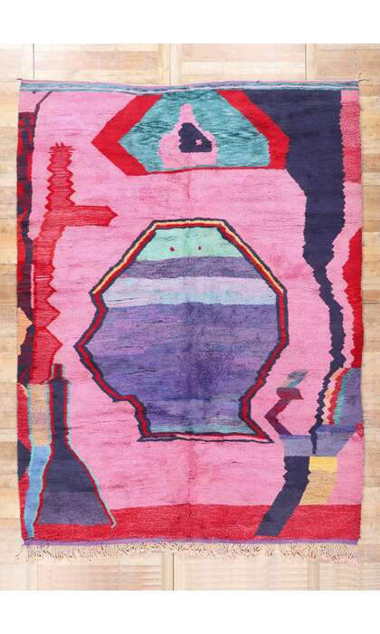 10 x 13 Colorful Pink Beni Mrirt Moroccan Rug 21102