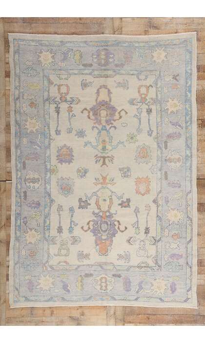 7 x 10 Modern Colorful Turkish Oushak Rug 54003
