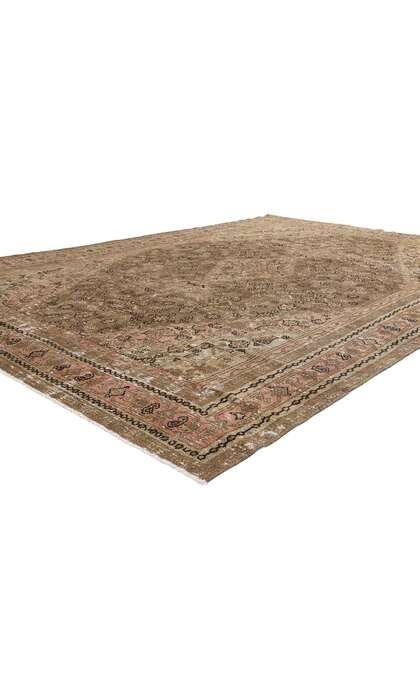 8 x 11 Distressed Antique Earth-Tone Persian Joshegan Rug 60851