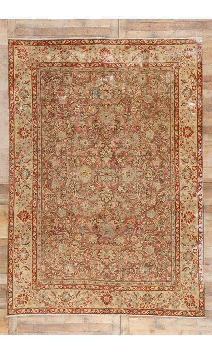 8 x 11 Distressed Antique Persian Tabriz Rug 60846