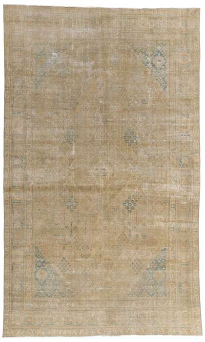 8 x 13 Distressed Antique Muted Earth-Tone Persian Tabriz Rug 60854