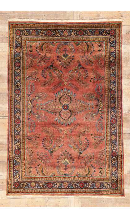 6 x 9 Vintage Indian Sarouk Rug 79209