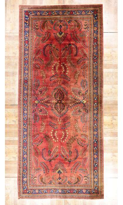 9 x 21 Vintage Indian Sarouk Rug 79210