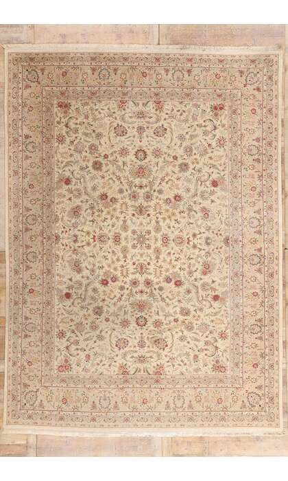 9 x 12 Vintage Ivory Chinese Tabriz Rug 79246