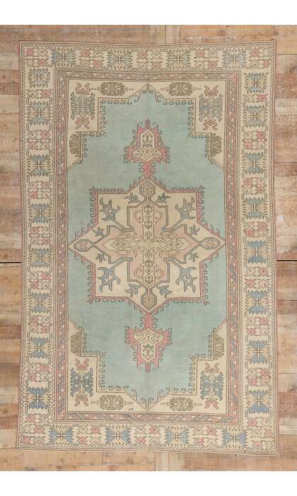 6 x 9 Vintage Pastel Turkish Oushak Rug 53992