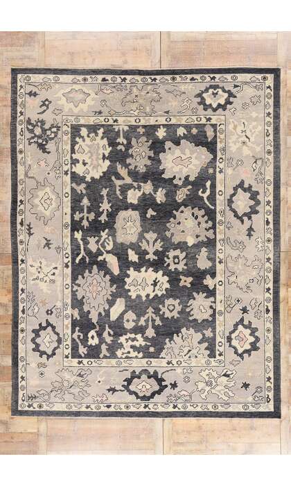 9 x 12 Modern Black Turkish Oushak Rug 52361