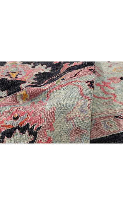 10 x 11 Modern Colorful Pink and Black Turkish Oushak Rug 52375