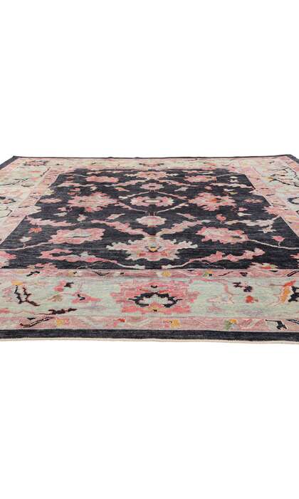 10 x 11 Modern Colorful Pink and Black Turkish Oushak Rug 52375