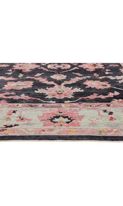 10 x 11 Modern Colorful Pink and Black Turkish Oushak Rug 52375